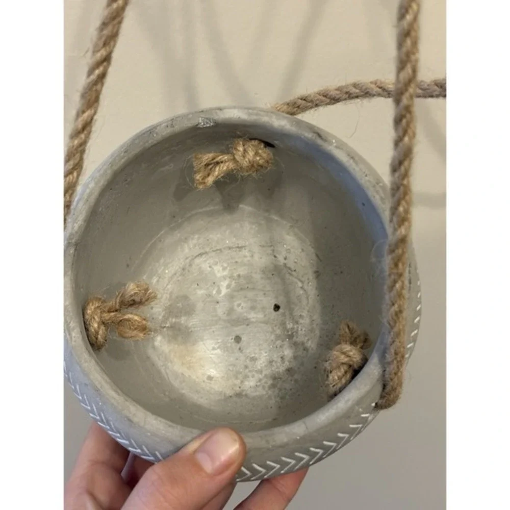 Hanging Plant Pot Small Stone Basket‎ Twill Rope